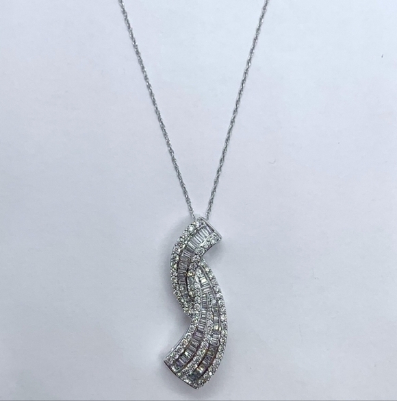 14K White Gold .98CTTW Diamond Baguette - Picture 1 of 14